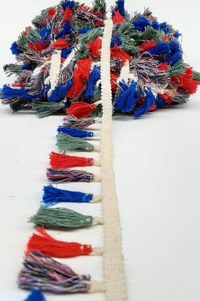 Hobigram Decorative Ribbon Blue Red Green Cotton Fringe Tassel – Decorative Ribbon, Stylish Design – Decorative