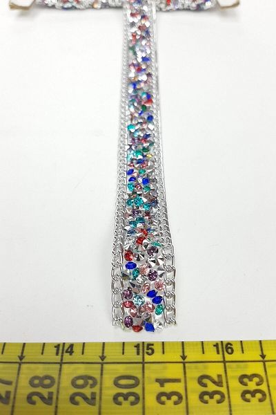 Hobigram Decorative Ribbon Colorful Flat Chain Iron-On Beaded Ribbon – Decorative Ribbon – Dekorati