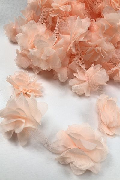 Hobigram Decorative Ribbon Salmon Color Laser Cut Tulle Flower – Decorative Ribbon, Stylish Design, Women's Accessory –