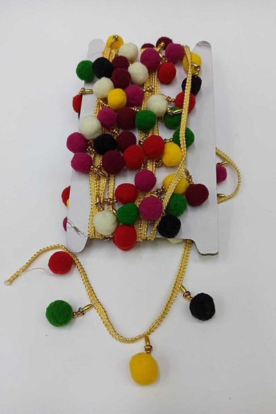 Hobigram Διακοσμητική κορδέλα με χάντρες Pompom Fringe Ribbon – Διακοσμητική κορδέλα, Κομψό Σχέδιο, Γυναικείο Αξεσουάρ – Dek