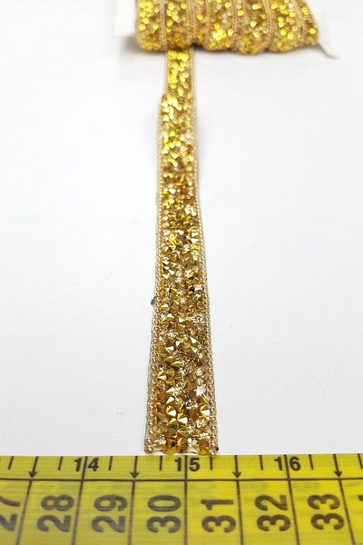 Hobigram Decorative Ribbon Gold Yellow Chain Iron-On Beaded Ribbon – Decorative Ribbon, Stylish Design