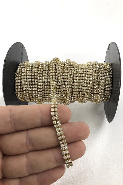 Hobigram Διακοσμητική κορδέλα διπλής σειράς κορδέλα πέτρα κίτρινο χρώμα – Διακοσμητική κορδέλα, κομψό σχέδιο, γυναικείο αξεσουάρ – Dek