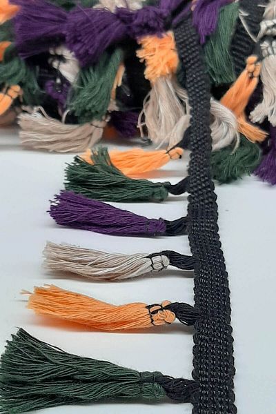 Hobigram Decorative Ribbon Green Purple Cream Cotton Fringe Tassel – Decorative Ribbon, Stylish Design, Women's Accessory –