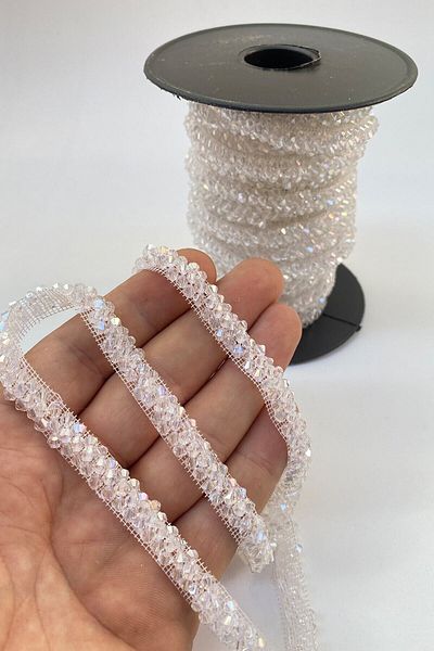 Hobigram Decorative Ribbon Crystal Bead Embroidered Special Ribbon – Decorative Ribbon, Stylish Design, Women's Accessory