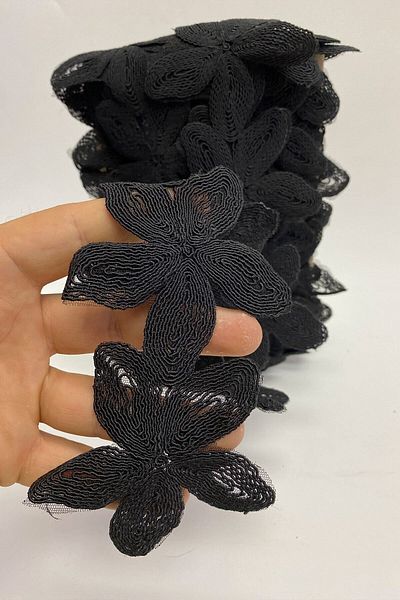 Hobigram Decorative Ribbon Black French Floral Guipure Lace – Decorative Ribbon, Stylish Design, Women's Accessory –