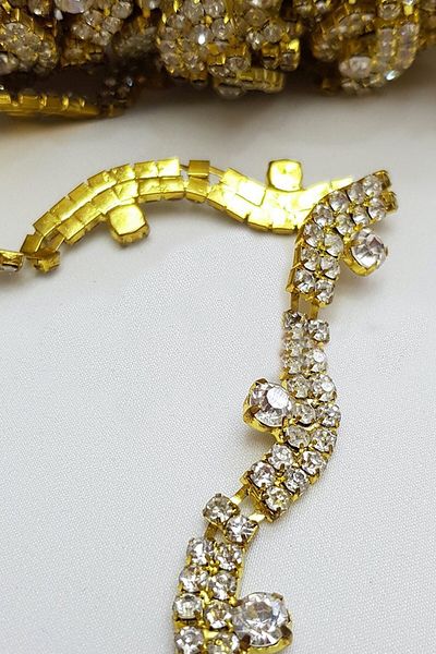 Hobigram Decorative Strip Gold Crystal Stone Strip Border – Decorative Strip, Stylish Design, Women's Accessory – D