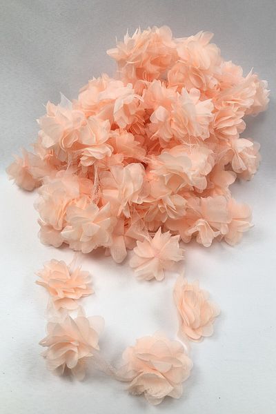 Hobigram Decorative Ribbon Salmon Color Laser Cut Tulle Flower – Decorative Ribbon, Stylish Design, Women's Accessory –