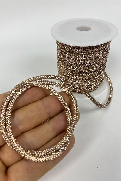 Hobigram Decorative Ribbon Rose Color Full Tight Stone Pipe Ribbon Cord – Decorative Ribbon, Stylish Design – Dekora