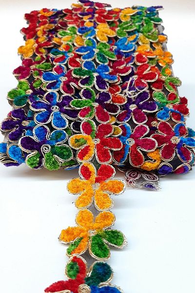 Hobigram Decorative Ribbon Colorful Daisy Patterned Antique Ribbon Guipure – Decorative Ribbon, Stylish Design – Decorative