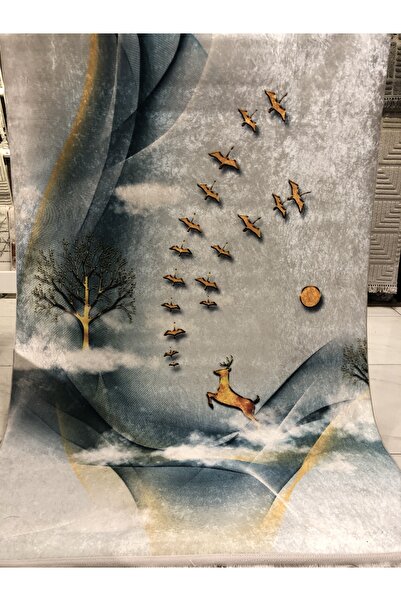 Padişah İstanbul 2242 Üst Kalite Kaymaz Deri Taban Tay Tüyü Yıkanabilir Dijital Baskı Halı