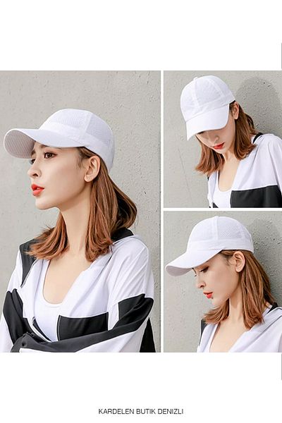 Kardelen Butik Denizli Quick-Drying, mesh, micro Unisex Sun Hat (Golf, tennis, running, hiking and camping hat) White