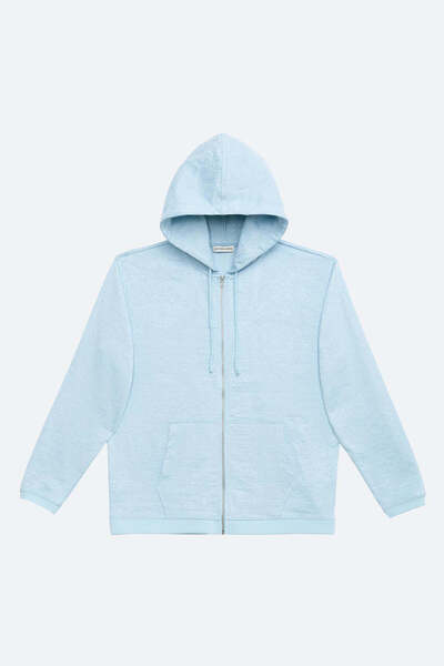 LES BENJAMINS LB MAVİ HALI DESENLİ ZIP HOODIE 004 ''ÖZEL SERİ''