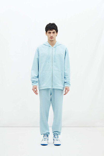 LES BENJAMINS LB MAVİ HALI DESENLİ ZIP HOODIE 004 ''ÖZEL SERİ''