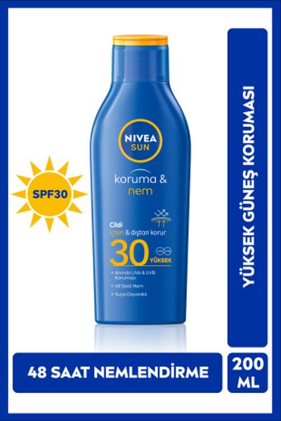 NIVEA SPF30 Sunscreen and 48 Moisturizer 200 Ml, Instant UVA UVB Protection--Naturals Beauty--