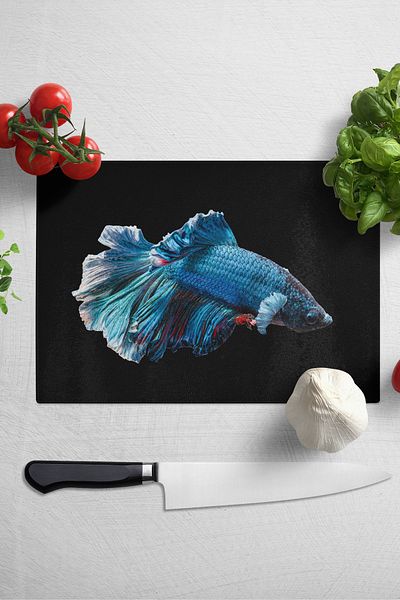 Postifull Cutting Board, Thick And Unbreakable Glass Print - Fish Theme - 21*30cm - Chopping Board, Kitchen Decor