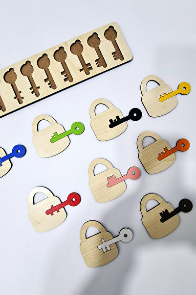 metafortoys Renkli Anahtarlar Ahşap Eşleştirme Oyunu