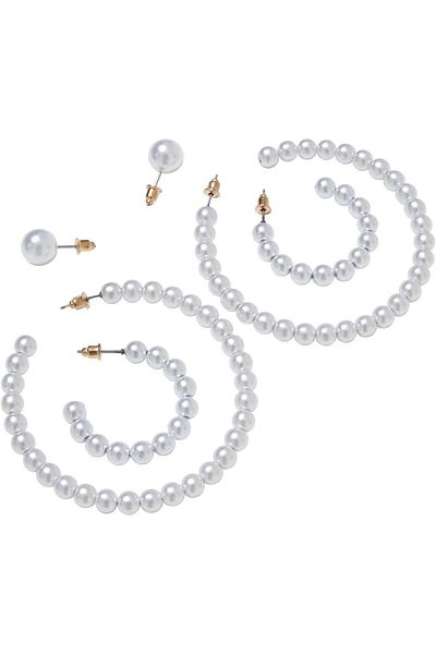 Urban Classics Aksesuarlar İnci Halka Küpe 3'lü Paket