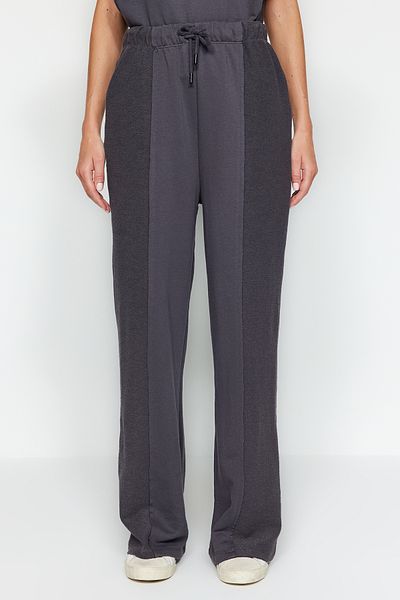 Trendyol Collection Anthrazitfarbene Jogginghose aus dickem Strick mit hoher Taille TWOAW24EA00015