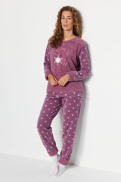 Trendyol Collection Wellsoft Dried Rose Slogan Winter Sleepwear Set - Thmaw24Pt00171