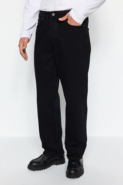 Trendyol Collection Schwarze Baggy-Fit-Jeans, lockere Jeans TMNAW24JE00027