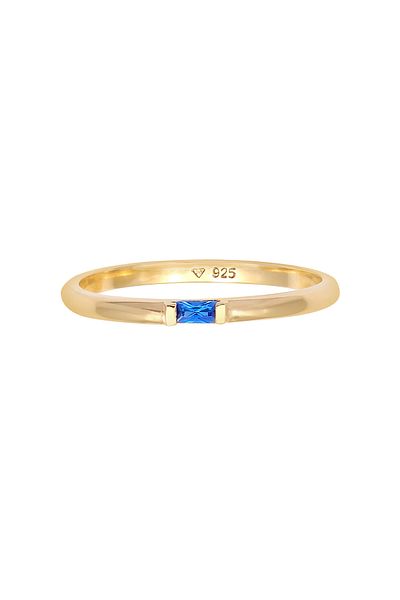 ELLI Ring Damen Rechteck Schlicht Mit Synthetischem Saphir Aus 925 Sterling Silber Vergoldet