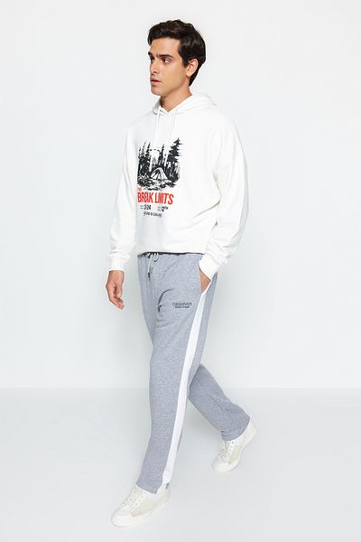 Trendyol Collection Κέντημα με γράμματα σε γκρι χρώμα - Φούτερ με ανοιχτό πόδι TMNAW24EA00018