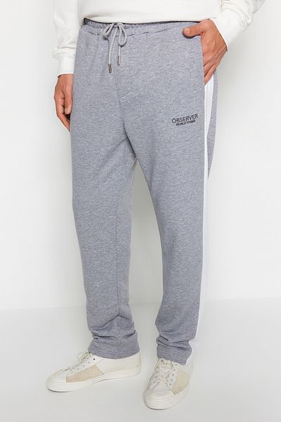 Trendyol Collection Κέντημα με γράμματα σε γκρι χρώμα - Φούτερ με ανοιχτό πόδι TMNAW24EA00018