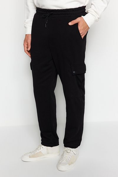 Trendyol Collection Oversize czarne spodnie dresowe typu jogger - kieszeń cargo, Tmnaw24Ea00016