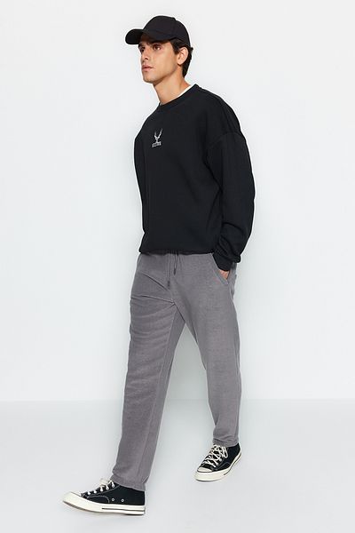 Trendyol Collection Kouřová barva - Tepláky s gumovou nohou, proti žmolkování - Tmnaw24Ea00020