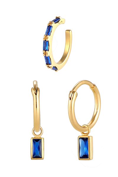ELLI Creolen 925 Silber Ohrringe – Saphir Blau Ohrklemmen, 2er-Set
