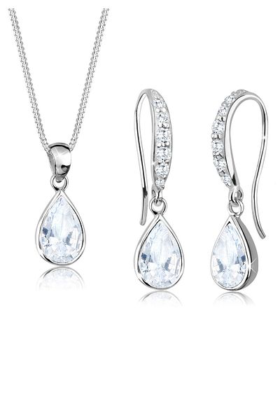 ELLI Schmuckset Tropfen Zirkonya 925 Ayar Gümüş