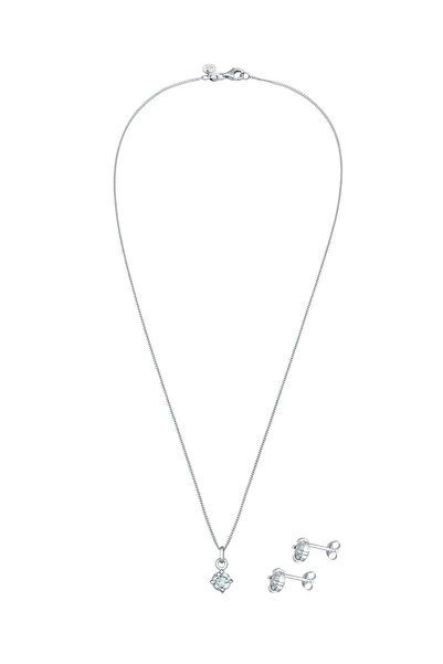 ELLI Schmuckset Topas Ohrstecker Solitär Kette 925 Silber