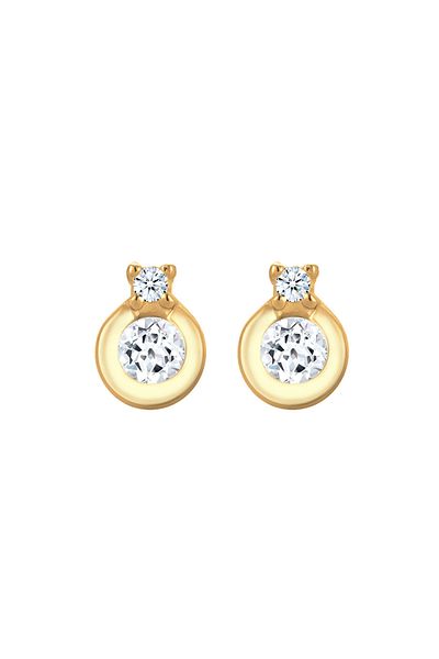 ELLI Ohrringe Klassik Kreis Topas Diamant (0.03ct.) 585 Gelbgold