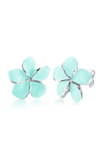 ELLI Ohrringe Frangipani Blüte Emaille 925 Silber