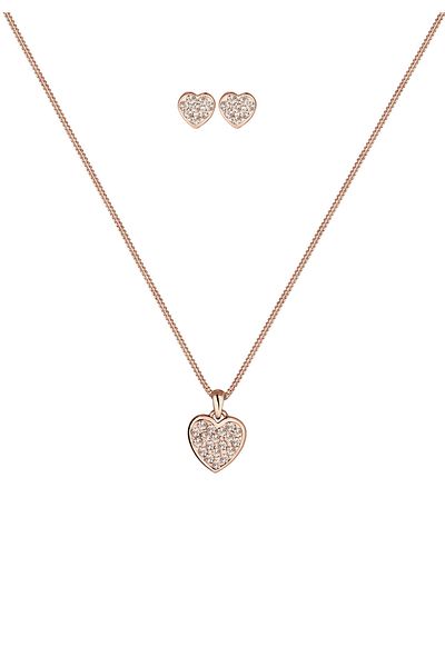 ELLI Schmuckset Herz Kristalle 925 Silber Amour