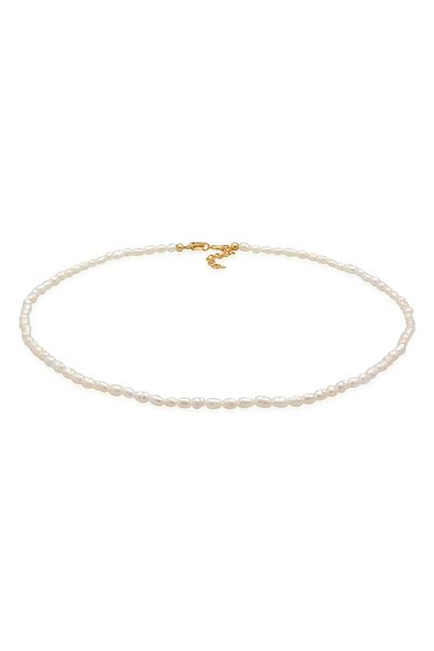 ELLI Halskette Damen Choker Classic Trend mit Süßwasser-Zuchtperlen in 925 Sterling Silber vergoldet