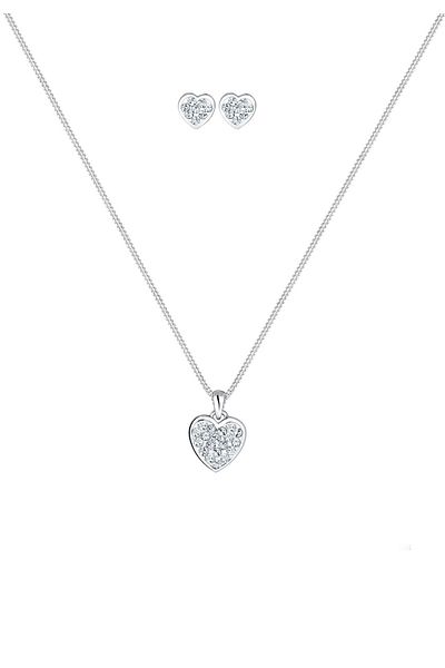 ELLI Schmuckset Herz Kristalle 925 Silber Amour