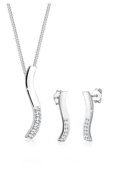 ELLI Schmuckset Welle Kristalle 925 Silber