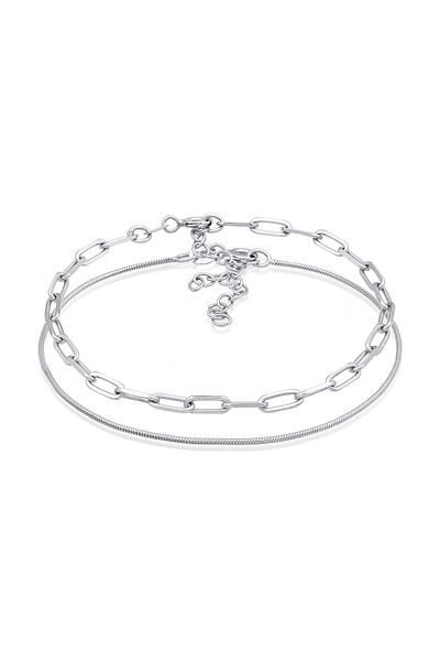 ELLI 2er-Set Armband 925 Silber Glieder Basic Schlangenkette