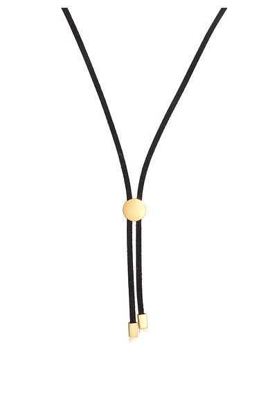 ELLI Halskette Damen Leder Schwarz Synthetik Scheibe Element Trend aus 925 Sterling Silber