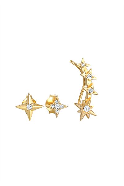 ELLI Ohrringe Ear Climber Stecker Set Astro Sterne 925 Silber