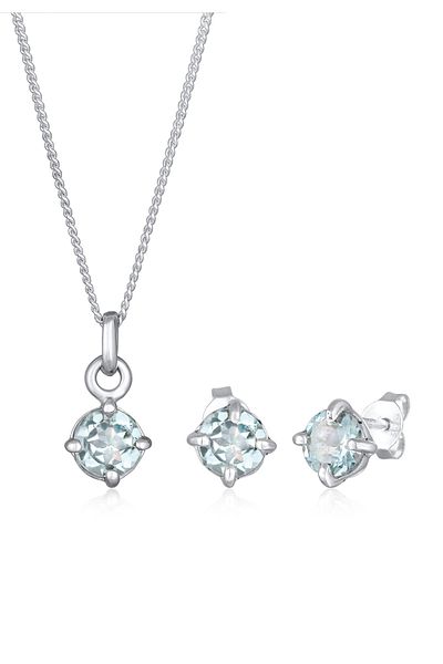 ELLI Schmuckset Topas Ohrstecker Solitär Kette 925 Silber
