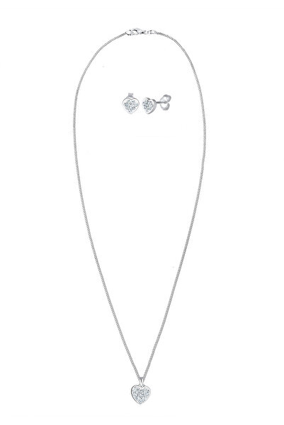 ELLI Schmuckset Herz Kristalle 925 Silber Amour