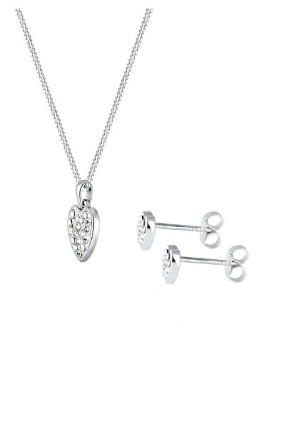 ELLI Schmuckset Herz Kristalle 925 Silber Amour