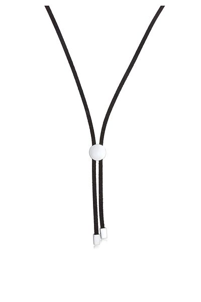 ELLI Halskette Leder Schwarz Synthetisch Disc Element 925 Silber