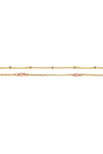 ELLI Halskette Damen Layer Filigran Trend Mit Rosenquarz Perlen Aus 925 Sterling Silber