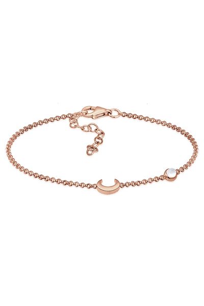 ELLI Armband Damen Halbmond Stern Filigran mit Mondstein in 925 Sterling Silber vergoldet