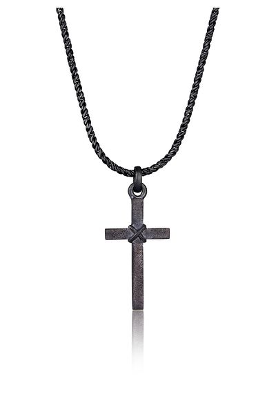 KUZZOI Halskette Herren Kreuz Flach Kordelkette 925 Silber