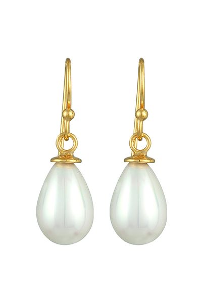 Nenalina Ohrringe Hänger Muschelkernperle Oval Klassisch 925 Gümüş