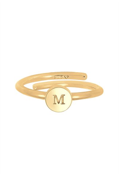 ELLI Verstellbarer Kreis-Ring aus 925er-Sterlingsilber mit Buchstabe M-Design